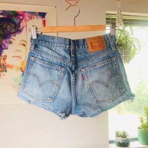 Levi's "Wedgie Fit" High Waisted Shorts- Blue (24)